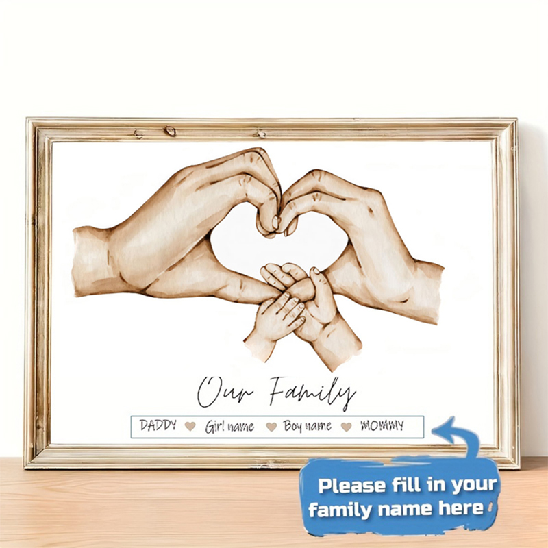 Home Cinema Wall Art - Personalized Custom Family Hand Poster Name
