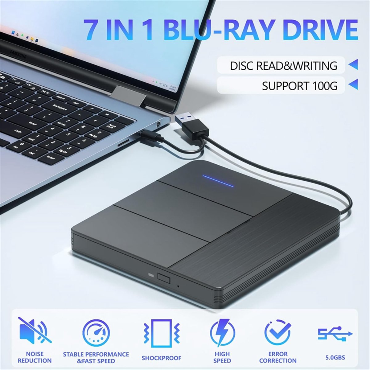 Blu Ray Disc Player - SCLS 7 in 1 External Blu-Ray