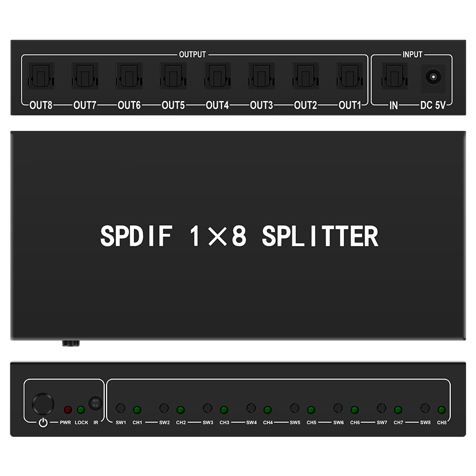 Home Cinema Installation - Optical Audio Splitter,1 in 8 Out