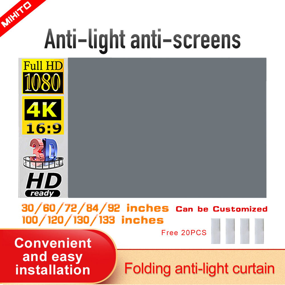 Home Cinema Projector Screen - MIXITO Projector Screen Simple 16:9 Anti-Light