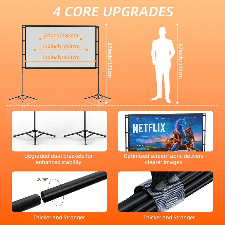 XBJ 100 Inch 4K Ultra HD Proje - Home Cinema Projector Screen recension och pris