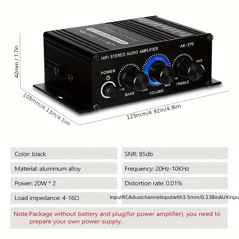 AK-270 400W Mini Power Amplifi - Home Cinema Installation recension och pris