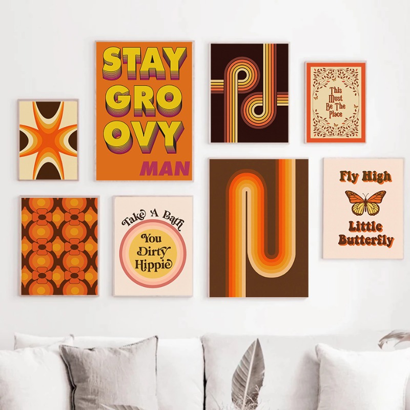 Retro 70s Hippie Art Print Vin - Home Cinema Wall Art recension och pris